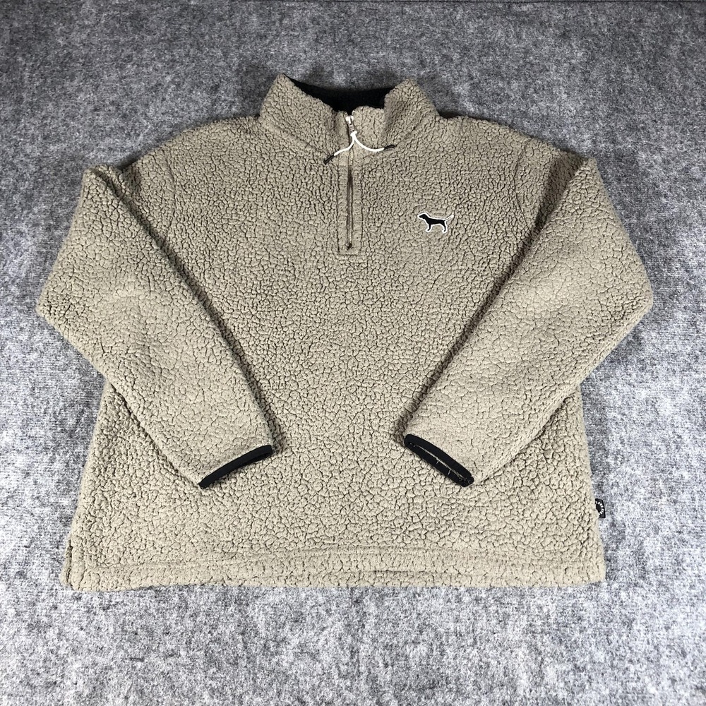 PINK Victorias Secret Womens Medium Tan Sherpa‎ Quarter Zip Pullover